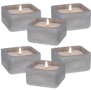 Well Home - Set van 6 led-kaarsen, vierkant, grijs