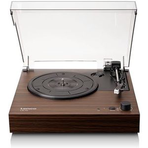 Lenco LS-15WD Vinylplaat – Bluetooth-ontvangst en overdracht – 2 geïntegreerde luidsprekers – Micro AT3600L – riemaandrijving – automatische uitschakeling – 33-45 omw/min – AUX en RCA – bruin