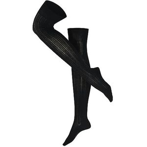 ESPRIT Dames fijne structuur hoge ademende biologische katoenen hoge sokken fantasie patroon 1 paar, Zwart (Zwart 3000)