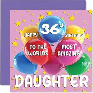 36e verjaardagskaart voor dochter - World's Most Amazing Daughter - 36e verjaardagskaart voor dochter van mama papa, 145 mm x 145 mm, 36 jaar, wenskaarten voor dochter