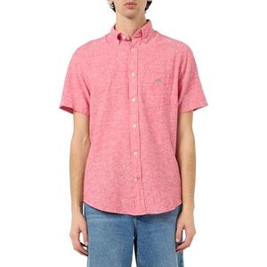 GANT Reg Cotton Linen Ss Shirt Heren Shirt, Rode baksteen, M