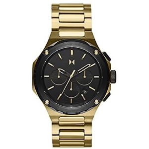 MVMT 28000150-D Quartz chronograaf herenhorloge met goudkleurige roestvrijstalen armband, zwart., Armband