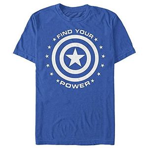 Marvel T-shirt à manches courtes Avengers Classic Captain Power Organic Unisexe, bleu clair, L