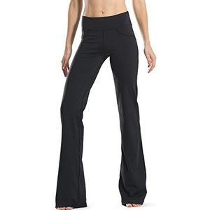 SAFORT Yogabroek voor dames, regular/hoog bootcut, 2 broekzakken, lange bootlegbroek, met 71 cm/76 cm/81 cm/86 cm beenlengte, zwart, 4 broekzakken., XL