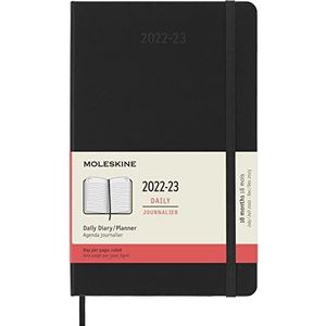 Moleskine 18 maanden dagkalender 2022/2023, L/A5, 1 dag = 1 pagina, vaste omslag, zwart