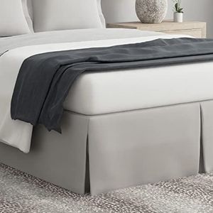 Levinsohn – op maat gemaakte bedvolant met potloodplooien, til nooit je matras op, klassieke stijl, 35,6 cm lang, tweepersoonsbed, zacht zilver