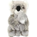 Depesche TOPModel Wild 12799 Peluche koala maman et bébé, avec fourrure douce grise et fermeture Velcro sur les mains du grand doudou