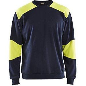 Blaklader 3458176089334XL Sweatshirt vuurvast, marineblauw/geel