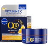 NIVEA Q10 Energy Glow Booster Night Care (1 x 50 ml), anti-rimpelcrème verrijkt met pure Q10 & vitamine C, anti-aging verzorging voor een stralende teint, energieke gezichtscrème doffe en vermoeide
