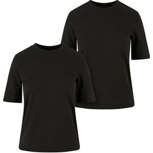 Urban Classics Lot de 2 t-shirts basiques pour femme - Col rond - Disponible en différentes couleurs - Tailles XS à 5XL, Noir et noir., 3XL