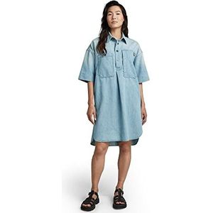 G-STAR RAW Denim Shirt Jurk Casual Jurk Dames, Blauw (Sun Faded Cadet Blue D303-d897)