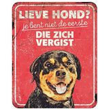 D&D Home, Rottweiler waarschuwingsbord NL, 25 x 20 x 0,3 cm, rood, schild, rood, hond