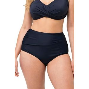Ulla Popken Pantalon de bikini grande taille pour femme, grandes tailles, drapé, taille haute 827045, Noir, 50
