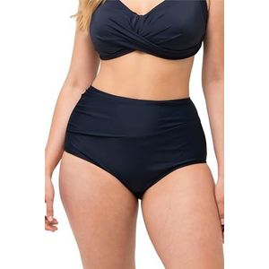 Ulla Popken Pantalon de bikini grande taille pour femme, grandes tailles, drapé, taille haute 827045, Noir, 46