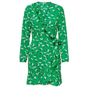 Only Onlcarly L/S Wrap Short Dress Noos Wvn damesjurk, Green Bee
