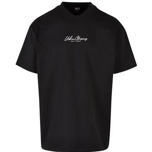 Urban Classics T-shirt Surdimensionné Milieu avec Broderie Homme, Noir, 5XL