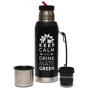 Mate Green Largoinox thermosfles van roestvrij staal, 18/8, 1 l, zwart ● ideaal voor mate-thee ● houdt 8 uur warm/koud ● BPA-vrij en vaatwasmachinebestendig (LGC14281)