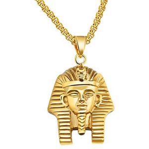 dsanbo Herenketting roestvrij staal halsketting hanger Tutanisch chamon Egyptisch farao retro sieraden voor heren goud metaal, Metaal