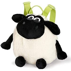 NICI 37903 Knuffeldier Timmy het schaap - pluche meisje, jongen en baby - pluizige Shaun het schaap rugzak met verstelbare bandjes, zwart