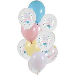 Folat 25145 Lot de 12 ballons en latex pour fête d'anniversaire et décoration de fête Multicolore 33 cm