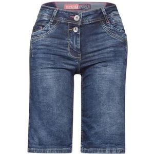 Cecil B377200 Jeansshort voor dames, Blauw (Mid Blue Used Wash)