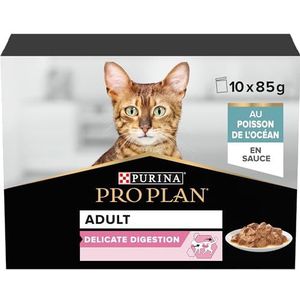 PRO PLAN Nutrisavour Delicate met vis - zakjes voor volwassen katten, 10 x 85 g