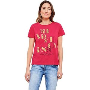 Cecil B319637 T-shirt voor dames met korte mouwen bedrukt, Aardbei Rood