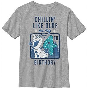 Disney T-shirt Frozen Chillin' Like Olaf On My 4th Birthday Boys Grey Heather Athletic XS, Athletic grijs gemêleerd