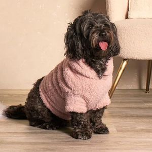 OHS Roze hoodie voor middelgrote honden, superzachte warme en comfortabele fleece trui, medium fit, poederroze