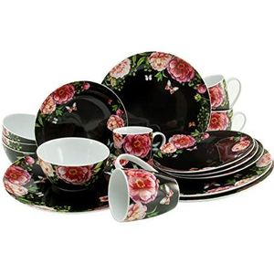 CreaTable, serviesset, Enjoy ROSES schwarz (16 Stuk)