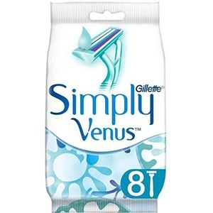 Venus Simply wegwerp-scheerapparaat voor dames, met vochtinbrengende formule met aloë vera, verpakking van 8 scheermesjes [officieel]