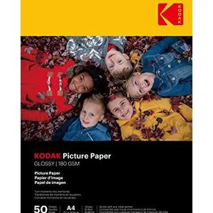 KODAK - 50 vellen fotopapier 180 g/m², glanzend, A4-formaat (21 x 29,7 cm), inkjetdruk - 9891264 wit