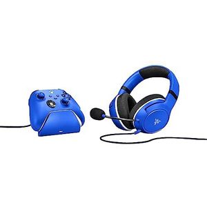 Razer Essential Duo Bundle for Xbox - bedrade hoofdtelefoon en snellader voor Xbox Controller (50 mm luidspreker, niermicrofoon, snel opladen, universele compatibiliteit) blauw