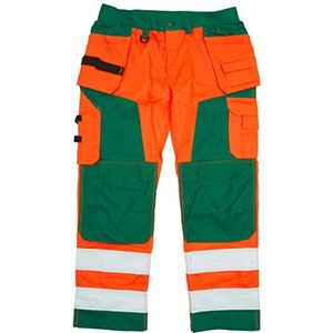 Blaklader Handwerker 1568115349D108 werkbroek met hoge schroef, maat D108, oranje/groen, Hoge zichtbaarheid, oranje, groen.