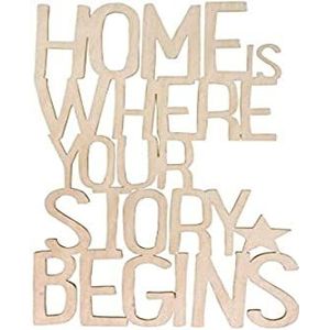 Rayher Hobby 46421505 Schrift. hout ''Home ..story begins''FSC100%