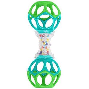 Bright Starts 81107, Oball, rammelbal, speelgoed voor onderweg, interactief babyspeelgoed, grijpbal, motoriekspeelgoed voor baby's en peuters vanaf de geboorte,1 stuk (1er-pakket),blauw