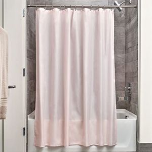 iDesign Douchegordijn van stof, wasbaar badgordijn gemaakt van polyester in de afmetingen 183,0 cm x 183,0 cm, waterdicht, roze