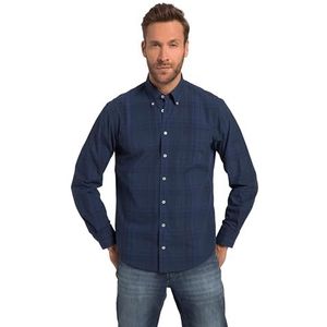 JP 1880 Karoshirt, lange mouwen, knoopsluiting, moderne pasvorm, tot 8 XL herenoverhemden, Kobalt Blauw