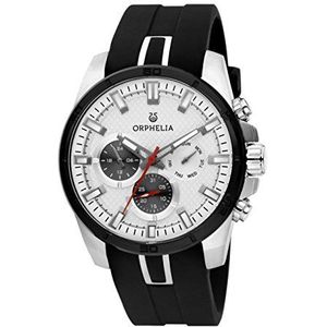 Orphelia Bernina herenhorloge, kwarts, meerkleurig, siliconen armband, Zwart/Zilver, Riem