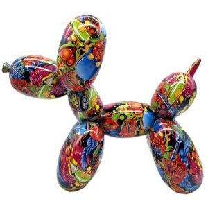 Casablanca Ballon hondenfiguur - Moderne kunst en harsdecoratie - Street Art Design - Hoogte 25 cm