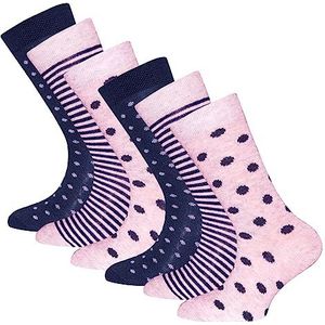 Ewers Ewers 6 paar sokken met stippen/strepen, uniseks kindersokken, Roze/Blauw