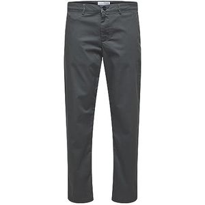 SELECTED HOMME Slhstraight-new Miles 196 Flex Pants W N Chino heren, grijs.