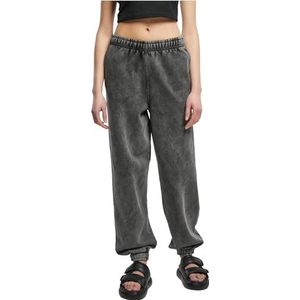 Urban Classics Ladies High Waist Stone Washed Sweat Pants, Pantalon pour femme, disponible dans de nombreuses couleurs, tailles XS à 5XL, Noir, XL