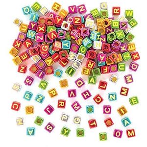 Baker Ross AX319 kralen alfabetkubus metaal – pakket met 450 stuks, ponykralen voor kinderen, kunst en handwerk en sieraden maken