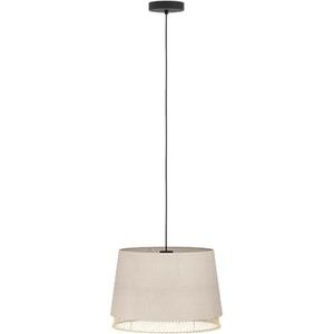 EGLO Tabley Hanglamp, natuurlijke kroonluchter voor woonkamer en eetkamer, hanglamp van bamboe en linnen, fitting E27, Ø 38 cm