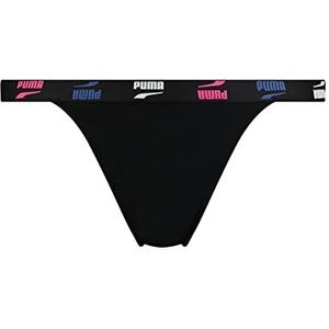 PUMA Dames Tanga Brief Bikini Bottoms, zwart combi