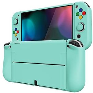 PlayVital Zachte beschermhoes voor Nintendo Switch OLED, ZealProtect Joycon Grip Cover voor OLED-schakelaar met Joystick en Caps Button ABXY-mistgroen