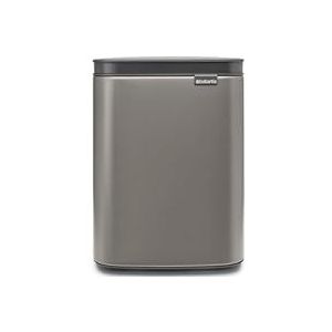 Brabantia - Afvalemmer van 4 liter - Klein en elegant - Eenvoudig te openen en zacht sluitend deksel - Hygiënisch en ruimtebesparend - Wandmontage - Voor badkamer, toilet, slaapkamer - Platinum