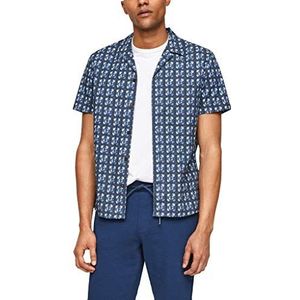 s.Oliver Regular fit voor heren: Overhemd met allover-print, Blue Aop