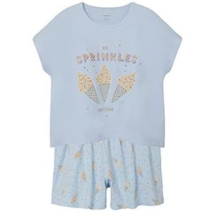 NAME IT KIDS Shortama NKFNIGHTSET CAP ICECREAM met All Over Print Lichtblauw